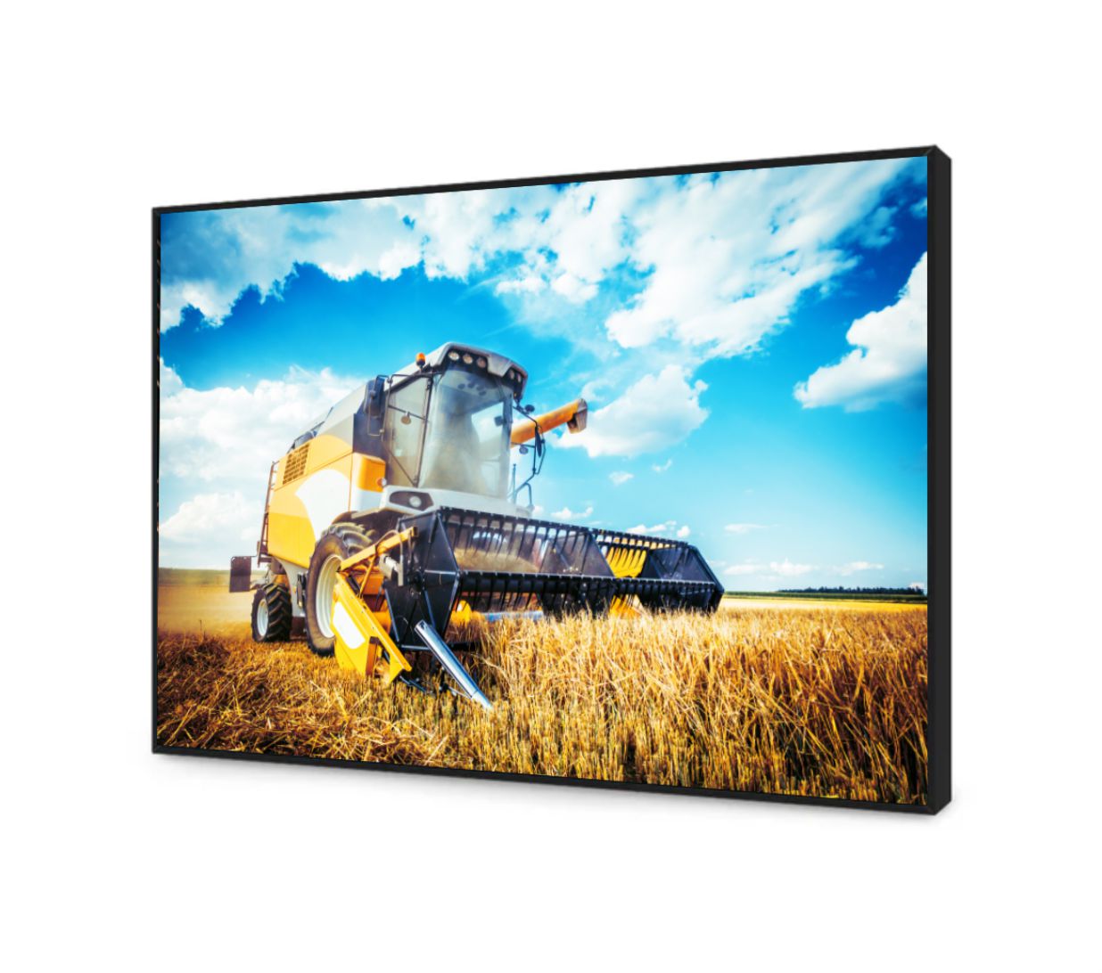 Quadro Decorativo Colheitadeira em Canvas Moldura Negativa